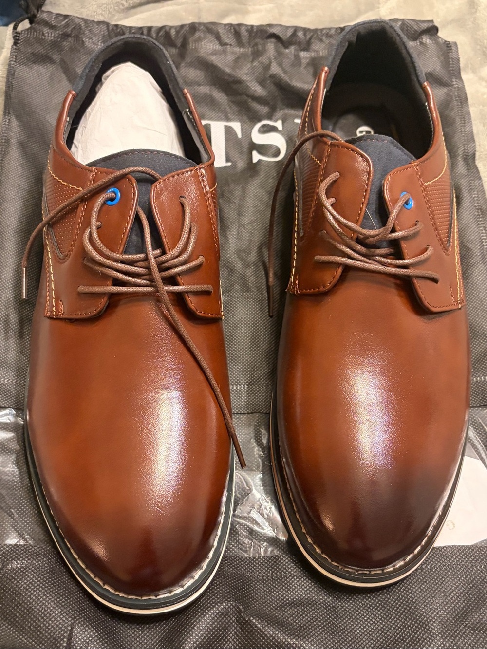 Men's Brown Leather Derby Shoes with Cushioned Collar